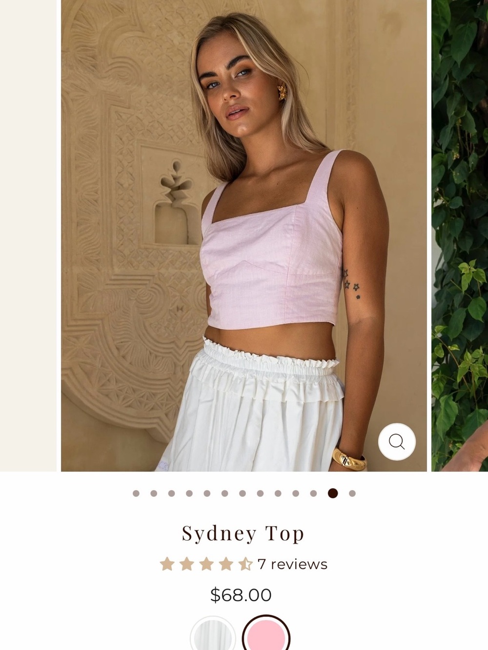 Sydney Top — Pink Cropped Square-Neck Tank